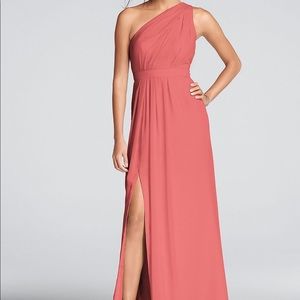 One shoulder coral dress